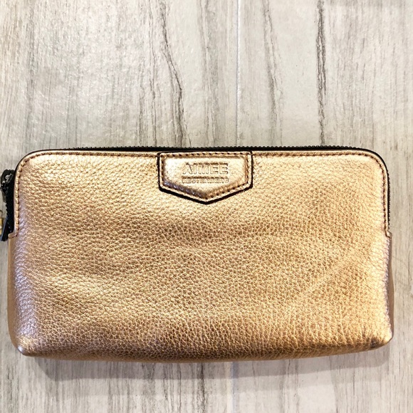 Aimee Kestenberg Gold Double Zip clutch - Picture 1 of 5